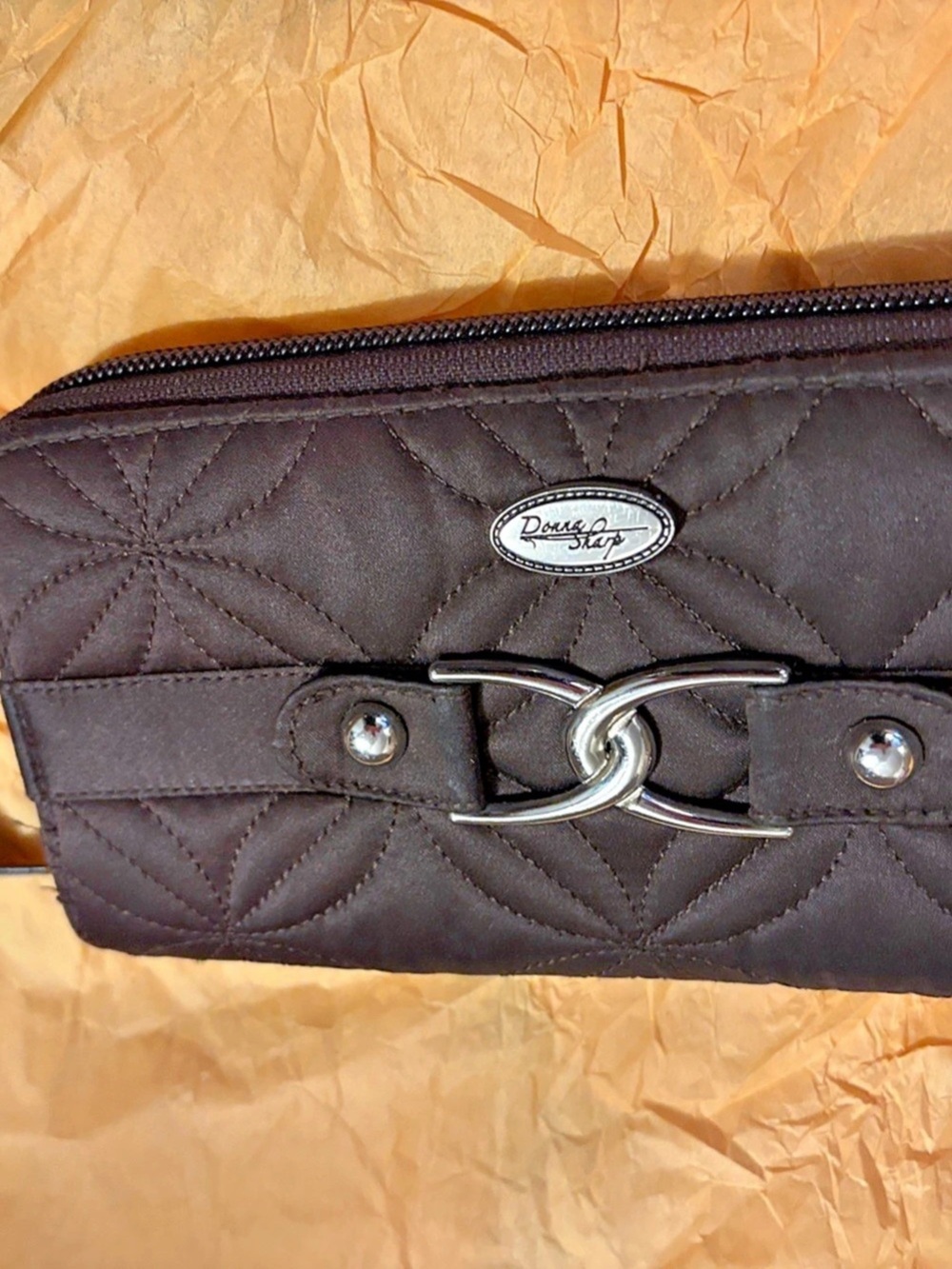 Donna Sharp Quilted Wristlet in Black Like New